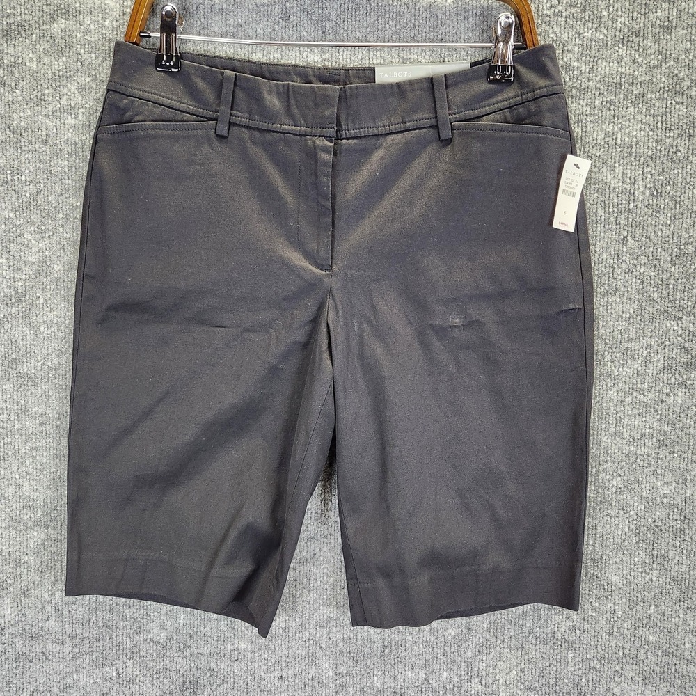 Talbots Shorts Womens 6 Black Perfect Short 10.5" Bermuda Stretch Chino